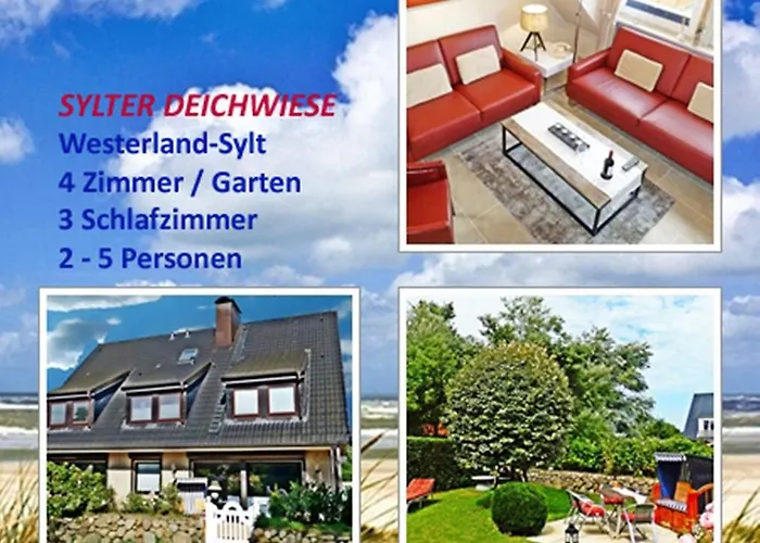 4-Zimmer-Ferienwohnung Deichwiese -Westerland-Sylt - Garten - Terrasse - 3 Schlafzimmer - 2 - 5 Pers